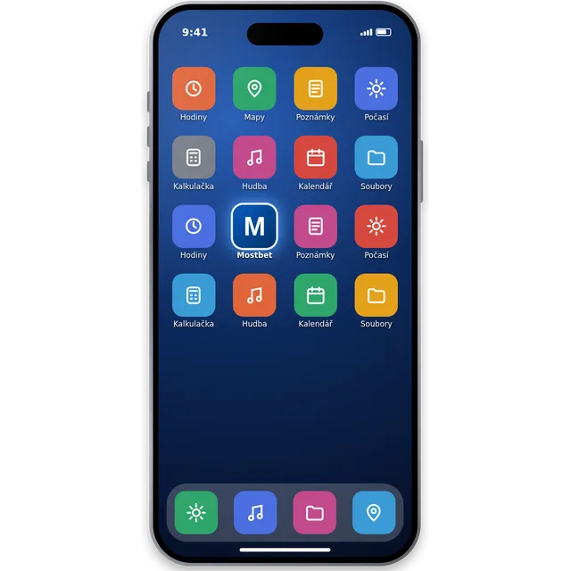 Mostbet na iPhonie – ikona aplikacji na ekranie początkowym